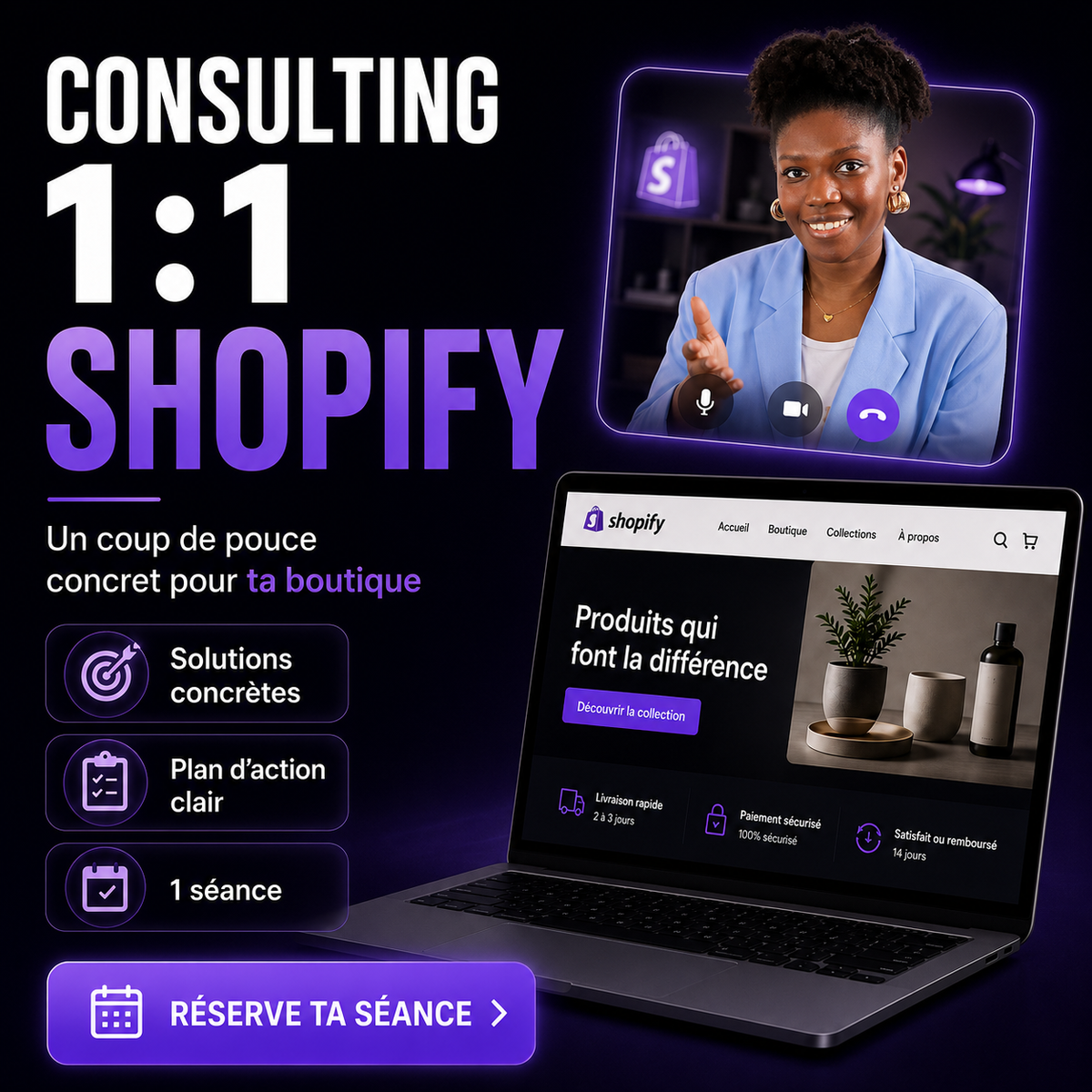 Illustration du service de consulting 1:1 Shopify proposé par Magify