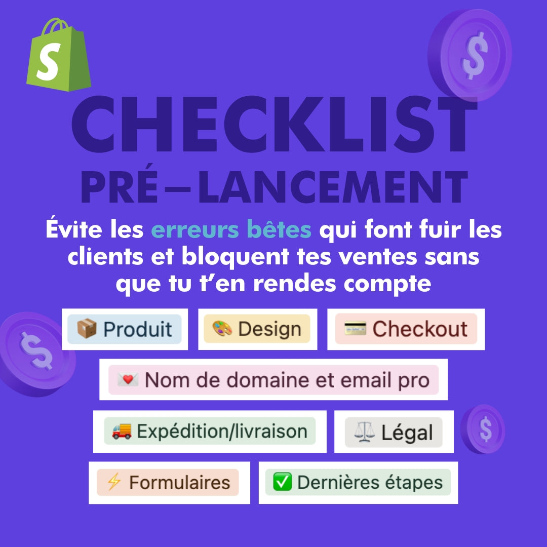 Checklist pré-lancement Shopify