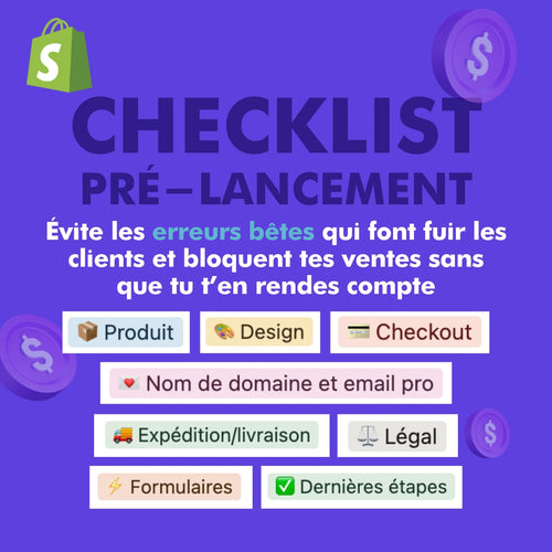 Checklist pré-lancement Shopify